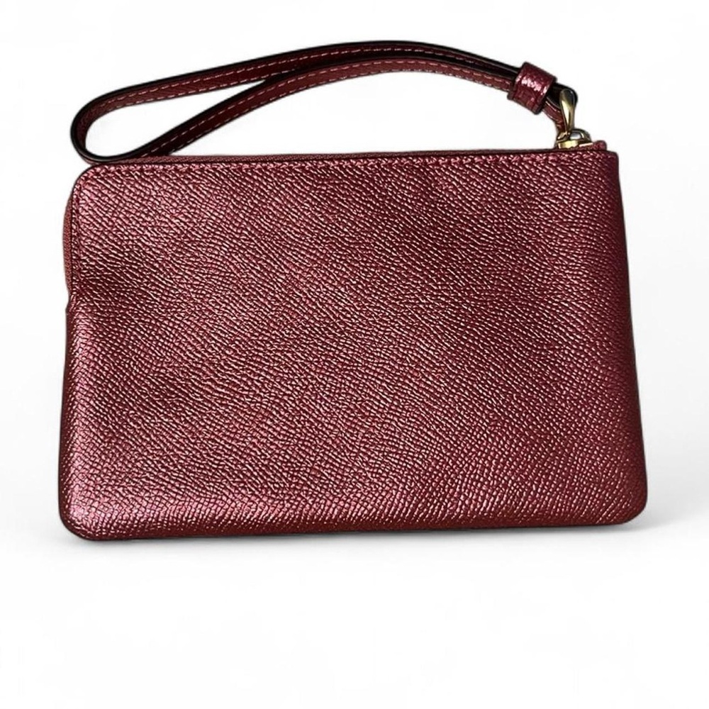 Coach Metallic Pink Leather Wristlet with Gold Logo - Picture 2 of 3